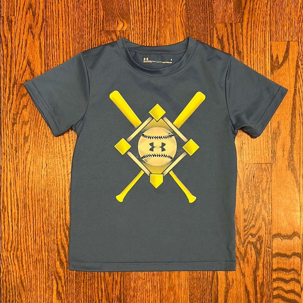 Under Armour Gray and Yellow Baseball Graphic Tee